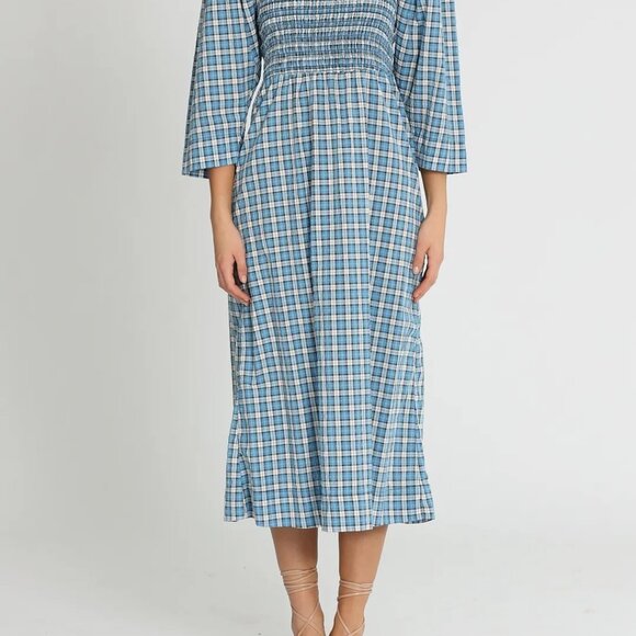 Ganni designer Blue Plaid Women's Dress - Picture 2 of 9